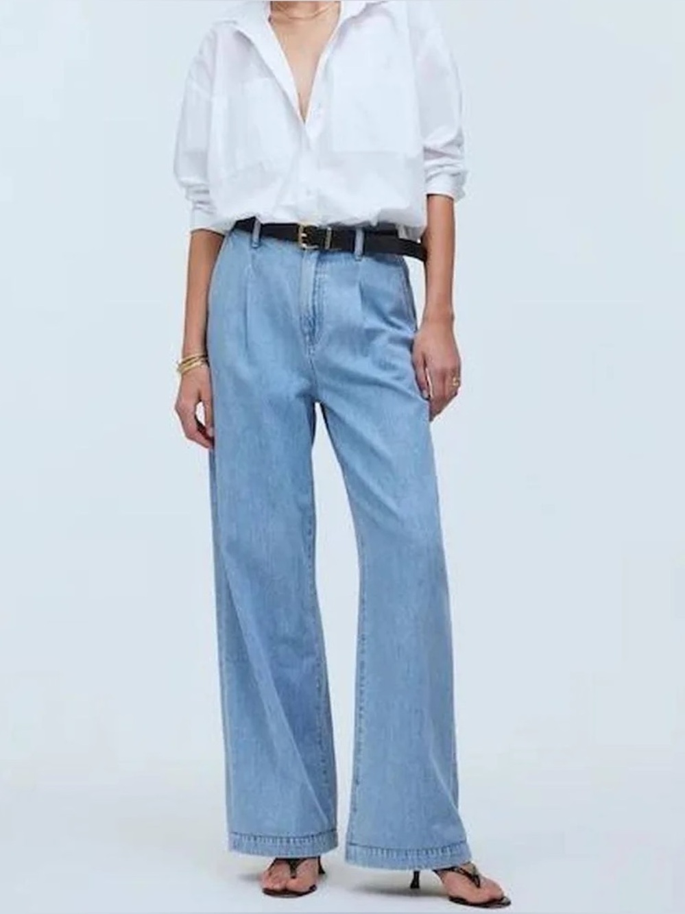 Madewell The Harlow Wide Leg Jean Tencel Blend Blue Denim Pleated 28